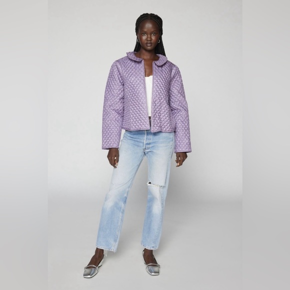 BNWT Kimchi Blue Satin mauve cropped jacket in size large - Picture 2 of 4